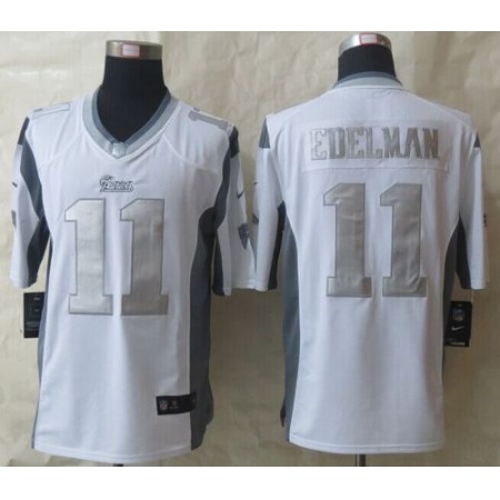 Nike Patriots #11 Julian Edelman White Men's Stitched NFL Limited Platinum Jersey