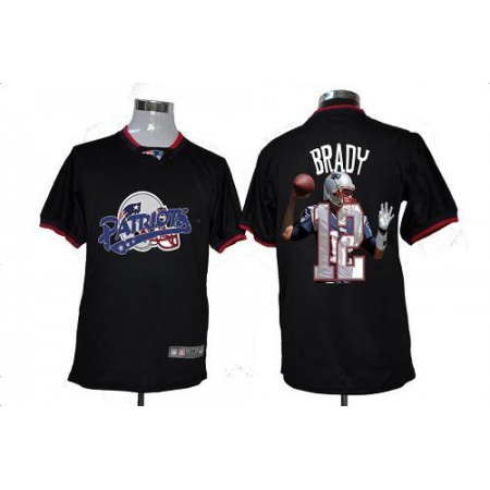 Nike Patriots #12 Tom Brady Black Men's NFL Game All Star Fashion Jersey