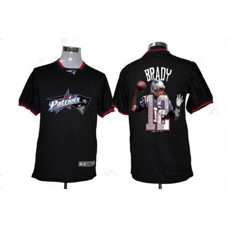 Nike Patriots #12 Tom Brady Black Men's NFL Game All Star Fashion Jersey