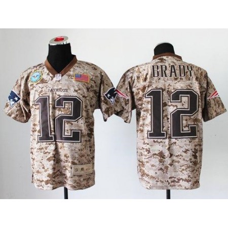 Nike Patriots #12 Tom Brady Camo Men's Stitched NFL New Elite USMC Jersey