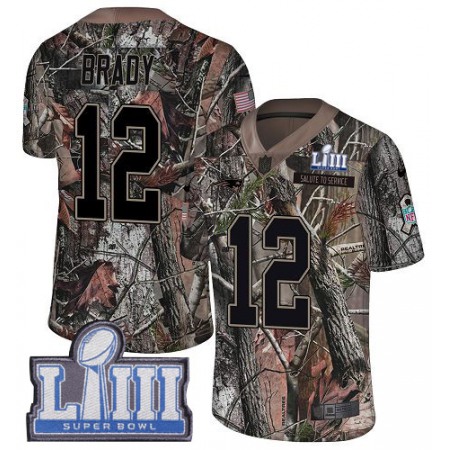 Nike Patriots #12 Tom Brady Camo Super Bowl LIII Bound Men's Stitched NFL Limited Rush Realtree Jersey