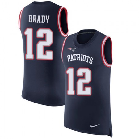 Nike Patriots #12 Tom Brady Navy Blue Team Color Men's Stitched NFL Limited Rush Tank Top Jersey