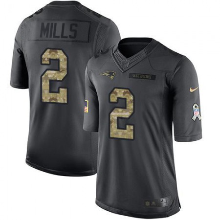 Nike Patriots #2 Jalen Mills Black Men's Stitched NFL Limited 2016 Salute To Service Jersey