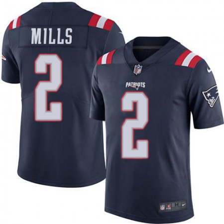 Nike Patriots #2 Jalen Mills Navy Blue Men's Stitched NFL Limited Rush Jersey