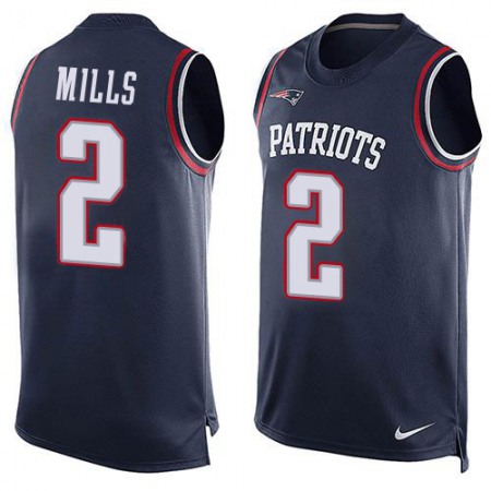 Nike Patriots #2 Jalen Mills Navy Blue Team Color Men's Stitched NFL Limited Tank Top Jersey