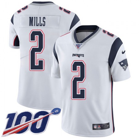 Nike Patriots #2 Jalen Mills White Men's Stitched NFL 100th Season Vapor Limited Jersey