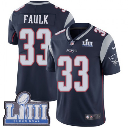 Nike Patriots #33 Kevin Faulk Navy Blue Team Color Super Bowl LIII Bound Men's Stitched NFL Vapor Untouchable Limited Jersey