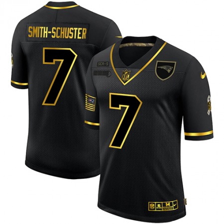 New England Patriots #7 JuJu Smith-Schuster Men's Nike 2020 Salute To Service Golden Limited NFL Jersey Black