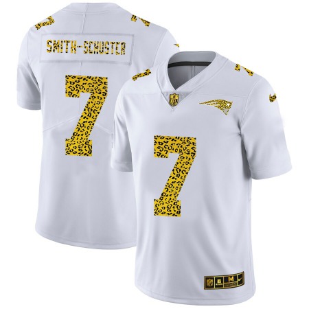 New England Patriots #7 JuJu Smith-Schuster Men's Nike Flocked Leopard Print Vapor Limited NFL Jersey White