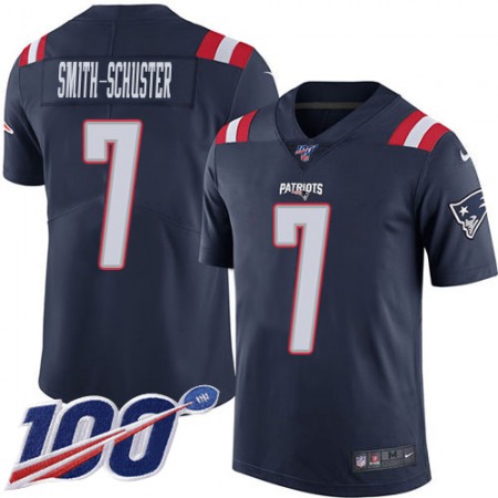 Nike Patriots #7 JuJu Smith-Schuster Navy Blue Men's Stitched NFL Limited Rush 100th Season Jersey