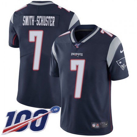 Nike Patriots #7 JuJu Smith-Schuster Navy Blue Team Color Men's Stitched NFL 100th Season Vapor Limited Jersey