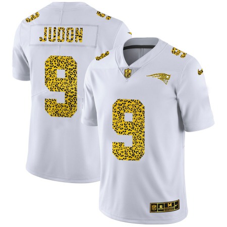 New England Patriots #9 Matt Judon Men's Nike Flocked Leopard Print Vapor Limited NFL Jersey White