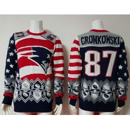 Nike Patriots #87 Rob Gronkowski Red/Navy Blue Men's Ugly Sweater