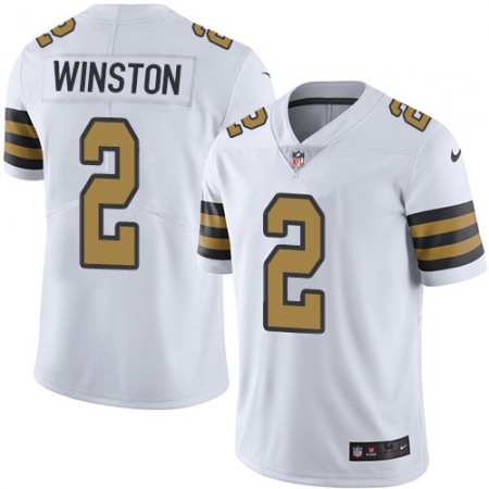 Nike Saints #2 Jameis Winston White Men's Stitched NFL Limited Rush Jersey