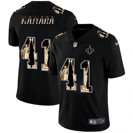 New Orleans Saints #41 Alvin Kamara Carbon Black Vapor Statue Of Liberty Limited NFL Jersey