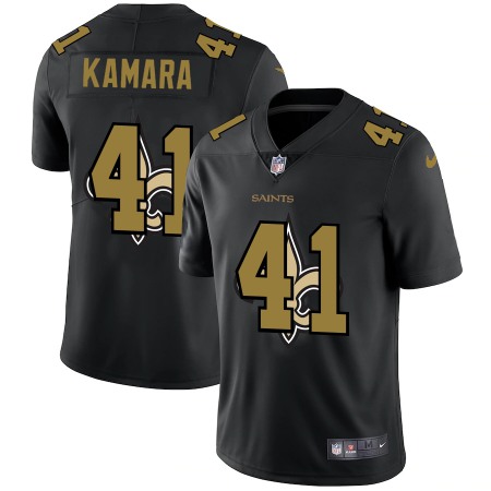 New Orleans Saints #41 Alvin Kamara Men's Nike Team Logo Dual Overlap Limited NFL Jersey Black