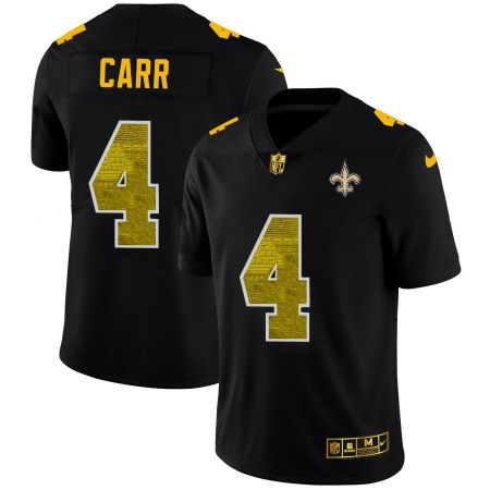 New Orleans Saints #4 Derek Carr Men's Black Nike Golden Sequin Vapor Limited NFL Jersey