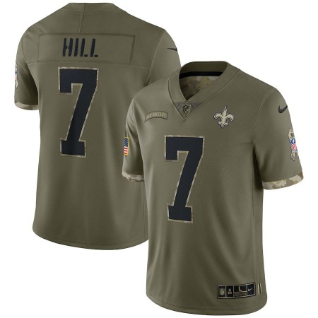 New Orleans Saints #7 Taysom Hill Nike Men's 2022 Salute To Service Limited Jersey - Olive