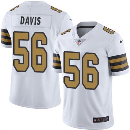 Nike Saints #56 DeMario Davis White Men's Stitched NFL Limited Rush Jersey