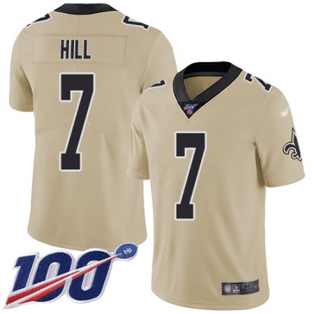 Nike Saints #7 Taysom Hill Gold Men's Stitched NFL Limited Inverted Legend 100th Season Jersey