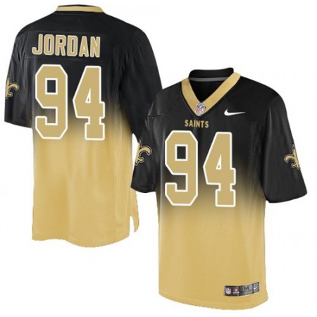 Nike Saints #94 Cameron Jordan Black/Gold Men's Stitched NFL Elite Fadeaway Fashion Jersey