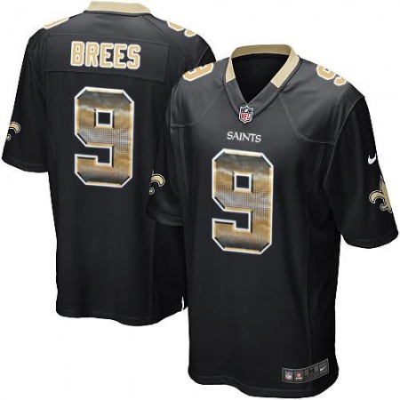 Nike Saints #9 Drew Brees Black Team Color Men's Stitched NFL Limited Strobe Jersey