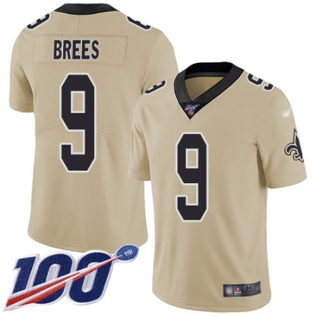 Nike Saints #9 Drew Brees Gold Men's Stitched NFL Limited Inverted Legend 100th Season Jersey