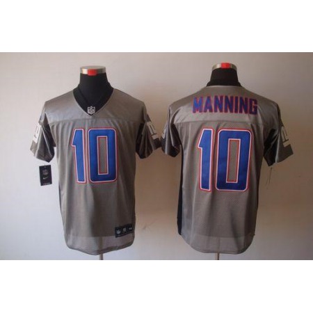 Nike Giants #10 Eli Manning Grey Shadow Men's Stitched NFL Elite Jersey