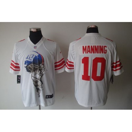 Nike Giants #10 Eli Manning White Men's Stitched NFL Helmet Tri-Blend Limited Jersey