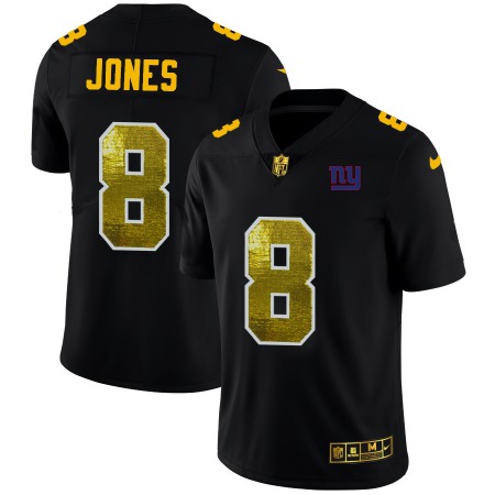 New York Giants #8 Daniel Jones Men's Black Nike Golden Sequin Vapor Limited NFL Jersey