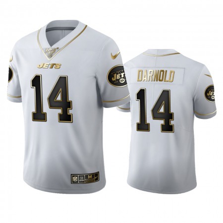 New York Jets #14 Sam Darnold Men's Nike White Golden Edition Vapor Limited NFL 100 Jersey