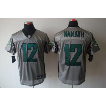 Nike Jets #12 Joe Namath Grey Shadow Men's Stitched NFL Elite Jersey