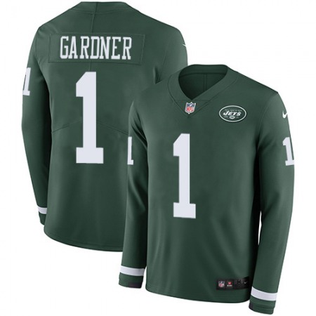 Nike Jets #1 Ahmad Sauce Gardner Green Team Color Men's Stitched NFL Limited Therma Long Sleeve Jersey