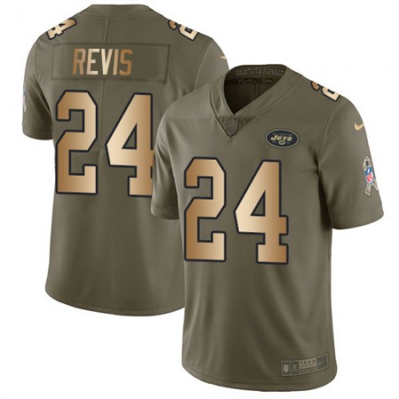 Nike Jets #24 Darrelle Revis Olive/Gold Men's Stitched NFL Limited 2017 Salute To Service Jersey