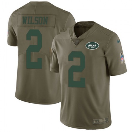 Nike Jets #2 Zach Wilson Olive Men's Stitched NFL Limited 2017 Salute To Service Jersey