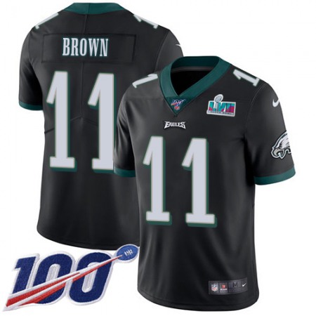 Nike Eagles #11 A.J. Brown Black Alternate Super Bowl LVII Patch Men's Stitched NFL 100th Season Vapor Untouchable Limited Jersey