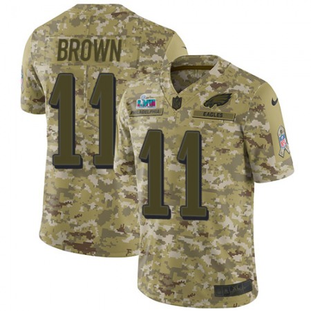 Nike Eagles #11 A.J. Brown Camo Super Bowl LVII Patch Men's Stitched NFL Limited 2018 Salute To Service Jersey