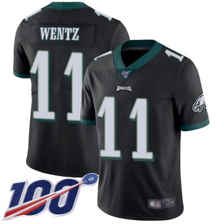 Nike Eagles #11 Carson Wentz Black Alternate Men's Stitched NFL 100th Season Vapor Limited Jersey