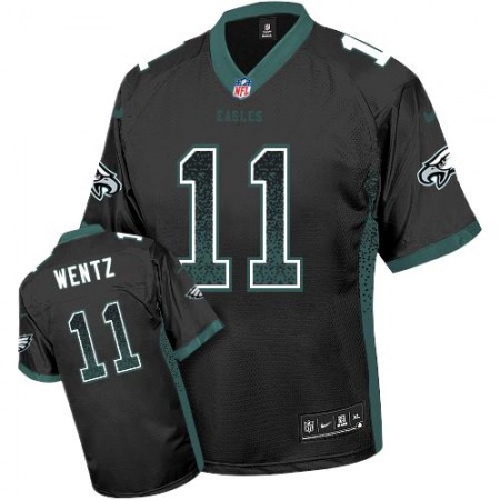 Nike Eagles #11 Carson Wentz Black Alternate Men's Stitched NFL Elite Drift Fashion Jersey