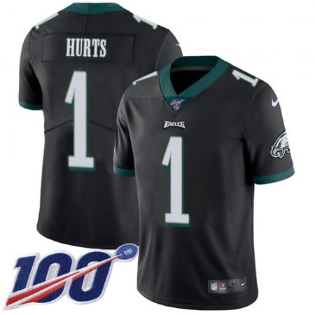 Nike Eagles #1 Jalen Hurts Black Alternate Men's Stitched NFL 100th Season Vapor Untouchable Limited Jersey