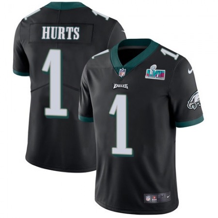 Nike Eagles #1 Jalen Hurts Black Super Bowl LVII Patch Alternate Men's Stitched NFL Vapor Untouchable Limited Jersey