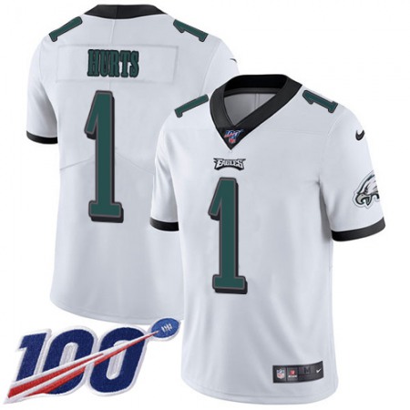 Nike Eagles #1 Jalen Hurts White Men's Stitched NFL 100th Season Vapor Untouchable Limited Jersey