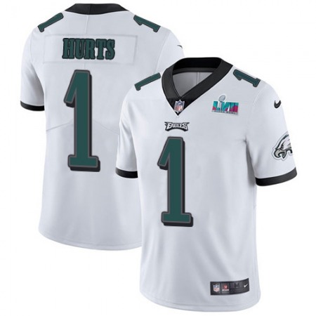 Nike Eagles #1 Jalen Hurts White Super Bowl LVII Patch Men's Stitched NFL Vapor Untouchable Limited Jersey