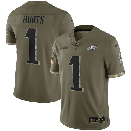 Philadelphia Eagles #1 Jalen Hurts Nike Men's 2022 Salute To Service Limited Jersey - Olive