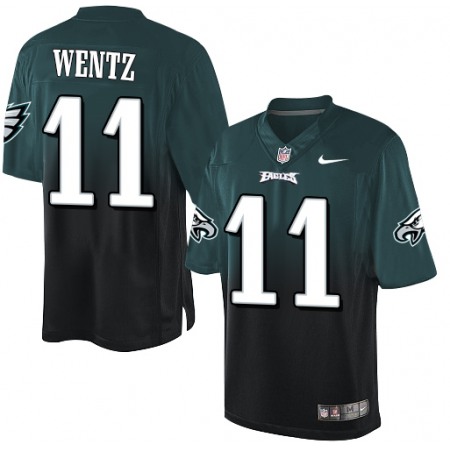 Nike Eagles #11 Carson Wentz Midnight Green/Black Men's Stitched NFL Elite Fadeaway Fashion Jersey