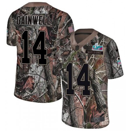 Nike Eagles #14 Kenneth Gainwell Camo Super Bowl LVII Patch Men's Stitched NFL Limited Rush Realtree Jersey