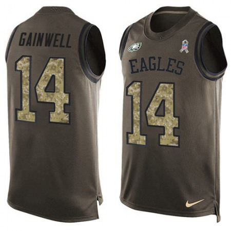 Nike Eagles #14 Kenneth Gainwell Green Men's Stitched NFL Limited Salute To Service Tank Top Jersey