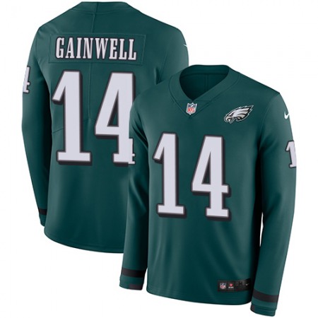 Nike Eagles #14 Kenneth Gainwell Green Team Color Men's Stitched NFL Limited Therma Long Sleeve Jersey