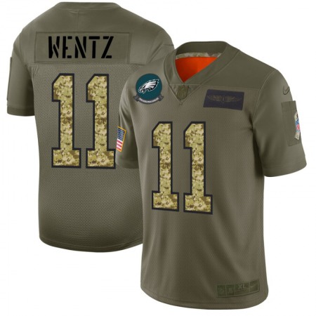 Philadelphia Eagles #11 Carson Wentz Men's Nike 2019 Olive Camo Salute To Service Limited NFL Jersey