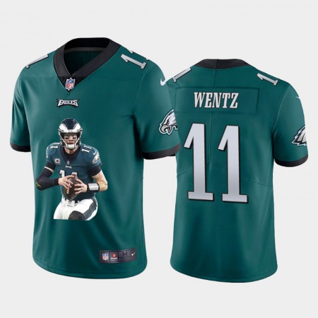 Philadelphia Eagles #11 Carson Wentz Men's Nike Player Signature Moves Vapor Limited NFL Jersey Green